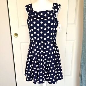 NWT-Womens XL-Navy Blue Polka Dot Dress
